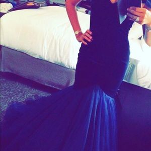 Sherri Hill off the shoulder Velvet Gown